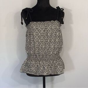 Rampage | Women’s Black White Tank Top Thick Rope Tie Straps Size L